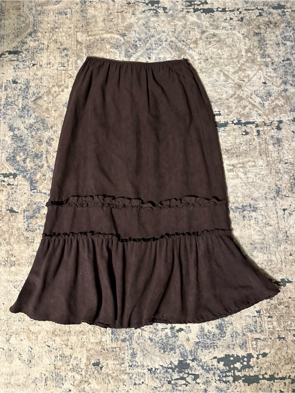 Van Heusen Dark Brown Tiered Midi Skirt